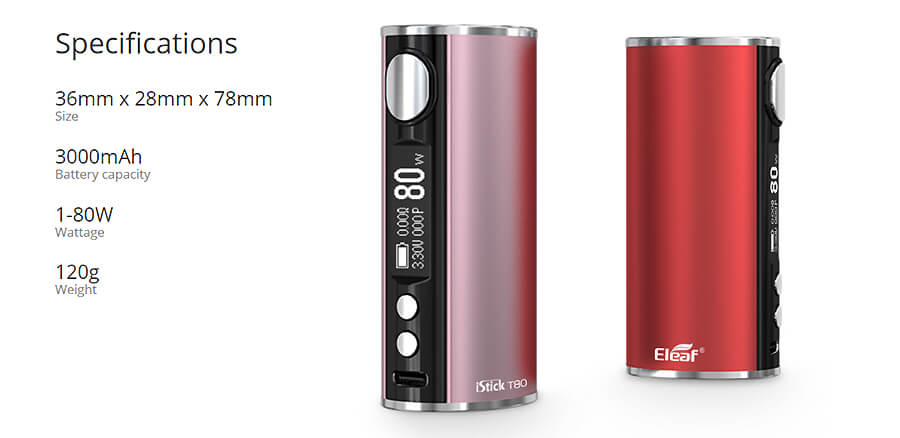 eleaf istick t80 Kit iStick T80 de Eleaf, E-cigarette puissante et efficace main image 1