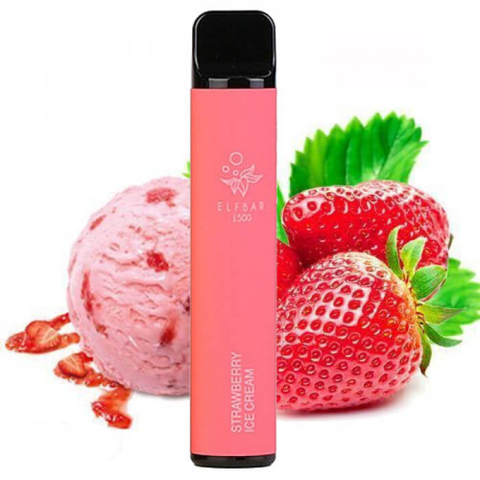 Vape Pen 1500 Strawberry Ice Cream Elf Bar 1500 Puffs Einweg Ihr