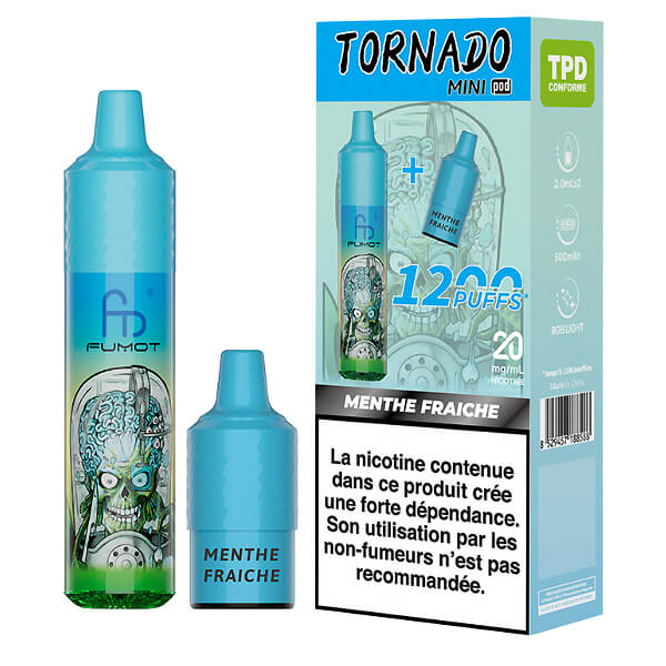 Puff Tornado Mini Menthe Frache Tornado - 1200 Puffs - Votre spcialiste e- cigarettes, e-liquides en Suisse