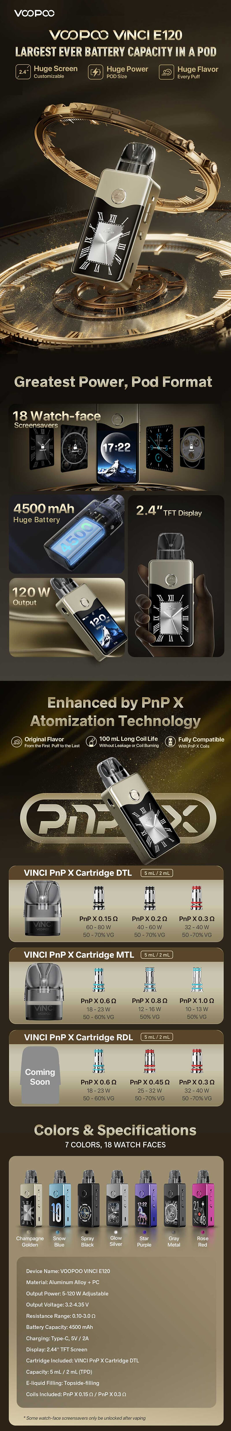 Kit Pod Vinci E120 Voopoo - Votre spcialiste e-cigarettes, e-liquides en Suisse Kit Pod Vinci E120 Voopoo - Votre spcialiste e-cigarettes, e-liquides en Suisse